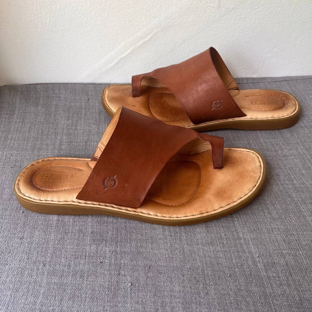 BORN Inti Sandals Womens Size 10M Brown Tan Leather Boho Hippie Slip On Comfort - Picture 3 of 8